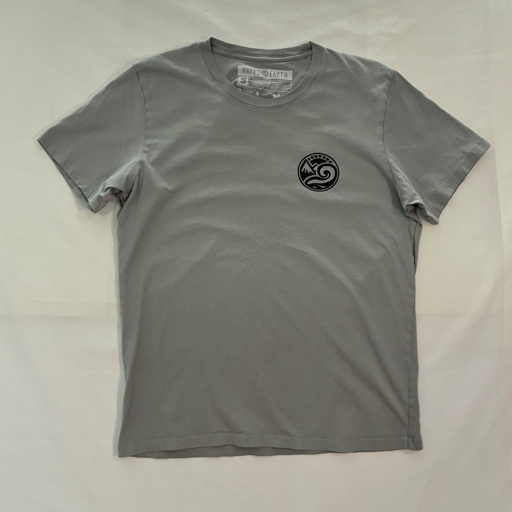 Happy Earth Graphic‎ T-Shirt Women Small Gray Organic Cotton Moose Nature Tee